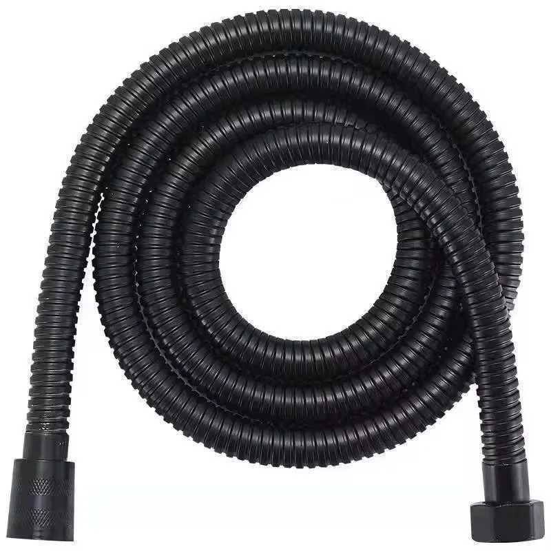 15/2/ Stainless Steel Shower Hose Black/Silver Long Bathro Shower Water Hose Extension Plumbing Pipe Shower Tube Y251107
