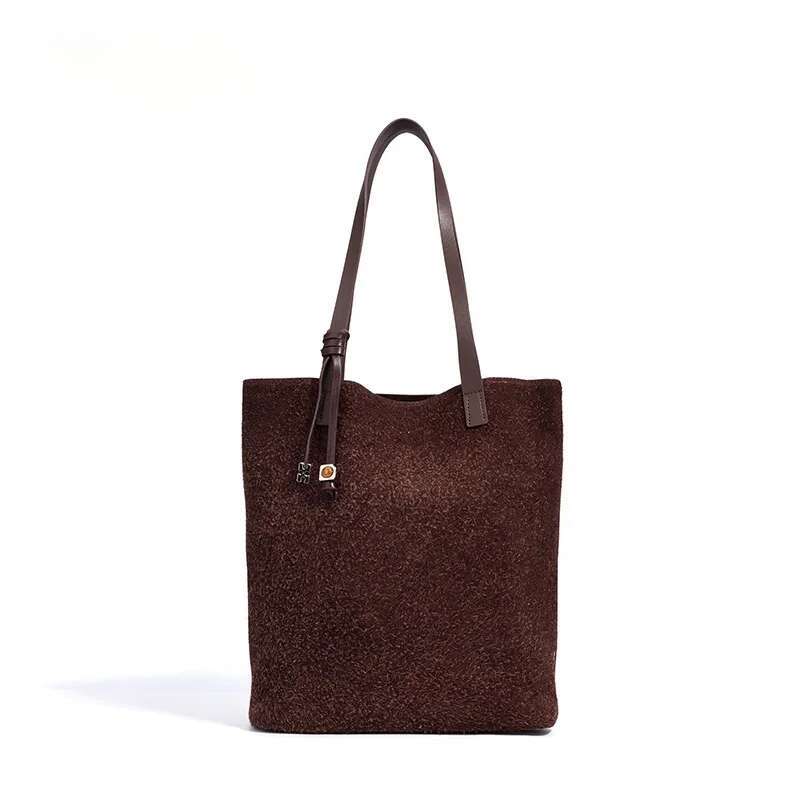Wholesale Women Sudede Tote Female Fashion Handbag Lady Frosted Split Leather Underarm Shoulder Large Capacity Shopping Bag