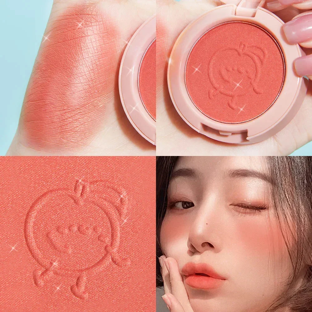 Girls powder blusher peach cream makeup palette cheek contour cosmetics Korean blush coloring blu 250325