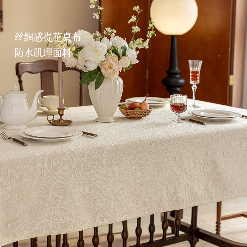 Retro dining table tablecloth jacquard waterproof atmosphere tablecloth hotel homestay desktop cover cloth 8GPZ01
