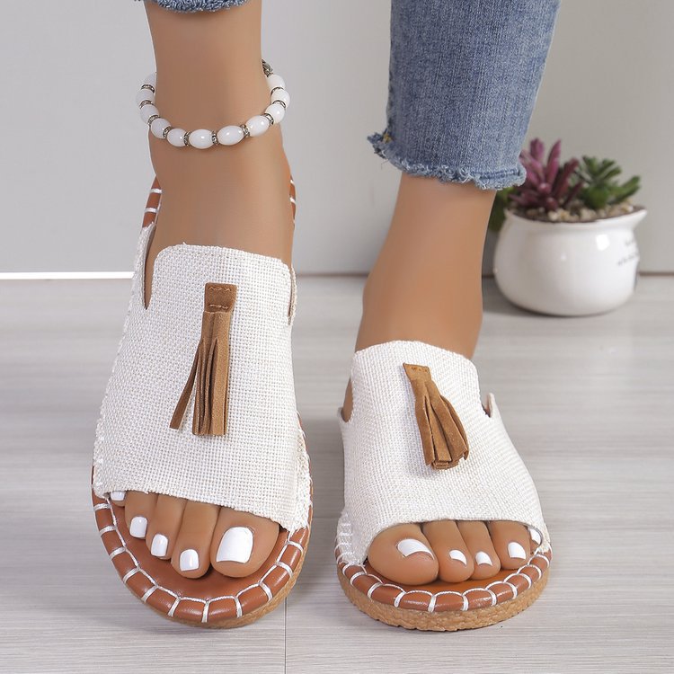 Free shipping designer Slippers for womans flat sandals lady slider summer fashion tassels Slides outdoor woman shoes