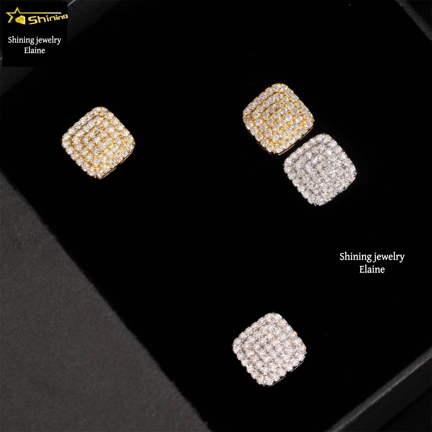 Fashion Hip Hop 10MM Width Sterling Silver 925 Pass Tester Lab Diamond Iced Out D Color VVS Moissanite Fine Jewelry Earrings
