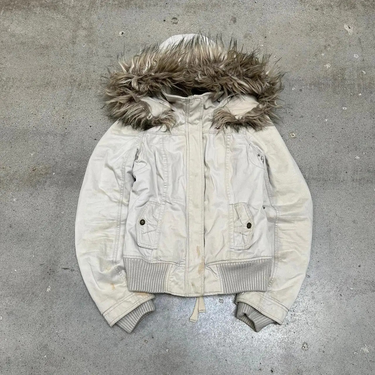 American Street Style Retro Fur Lined Hooded Jacket Womens White Zipper Coat Warm Plush Gothic Fashion Casual Y2K Style Coats251106