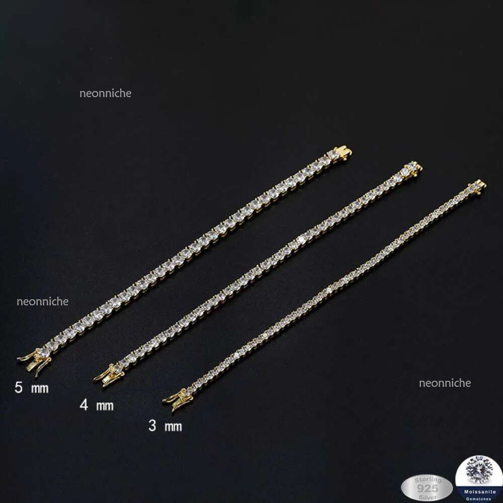 Designer Moissanite Dia Tennis Bracelet cuban k bangles for men women sterg 3mm vvs iced out moissanite tennis bracelet sier chain Jewel