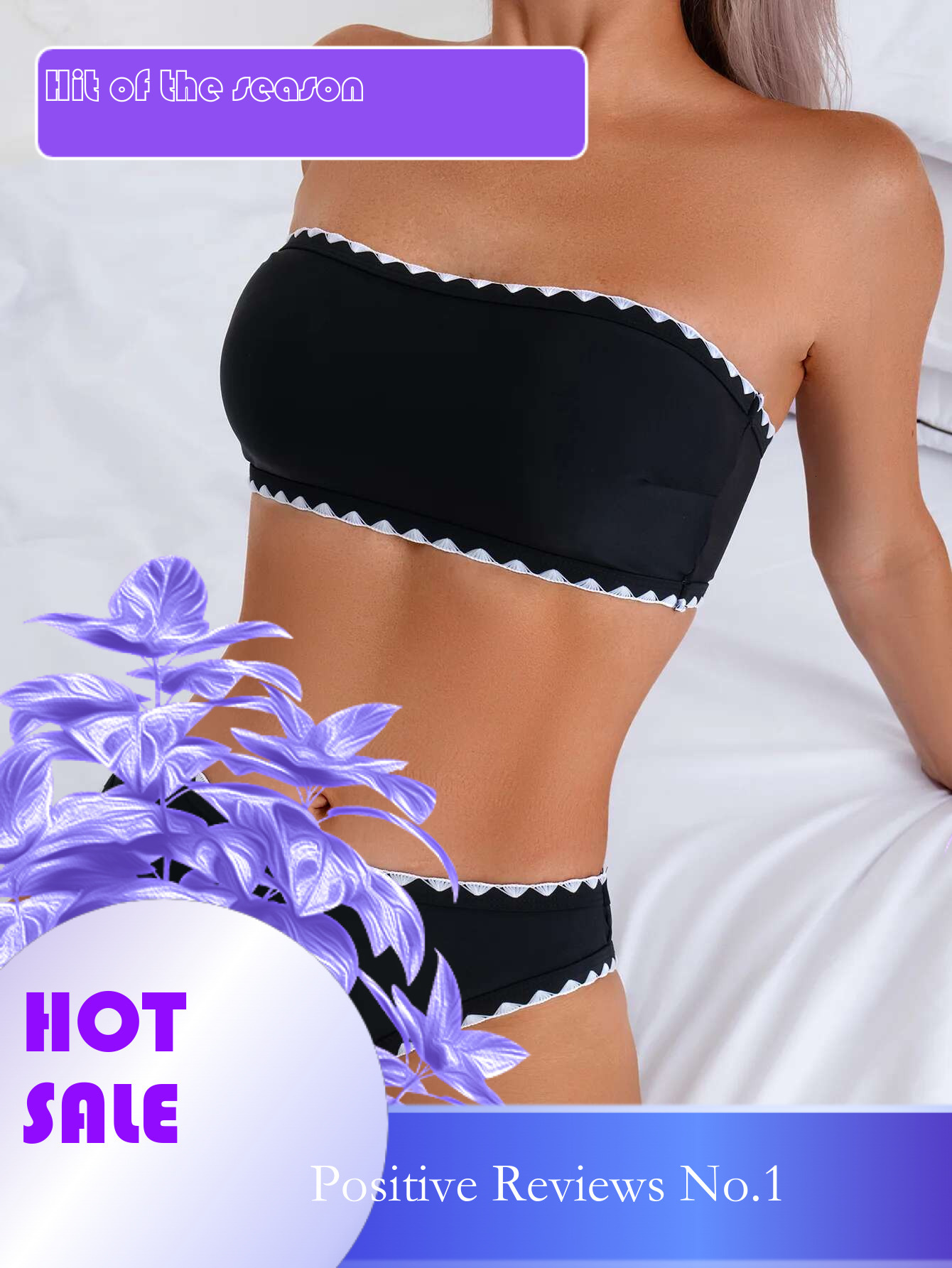 Dongdumaoyi Sexy Bandeau Bikini Mujer Women Black Patchwork Push Up Padded High Waist Swimsuit Beach Backless Bathing Suit Swimwear