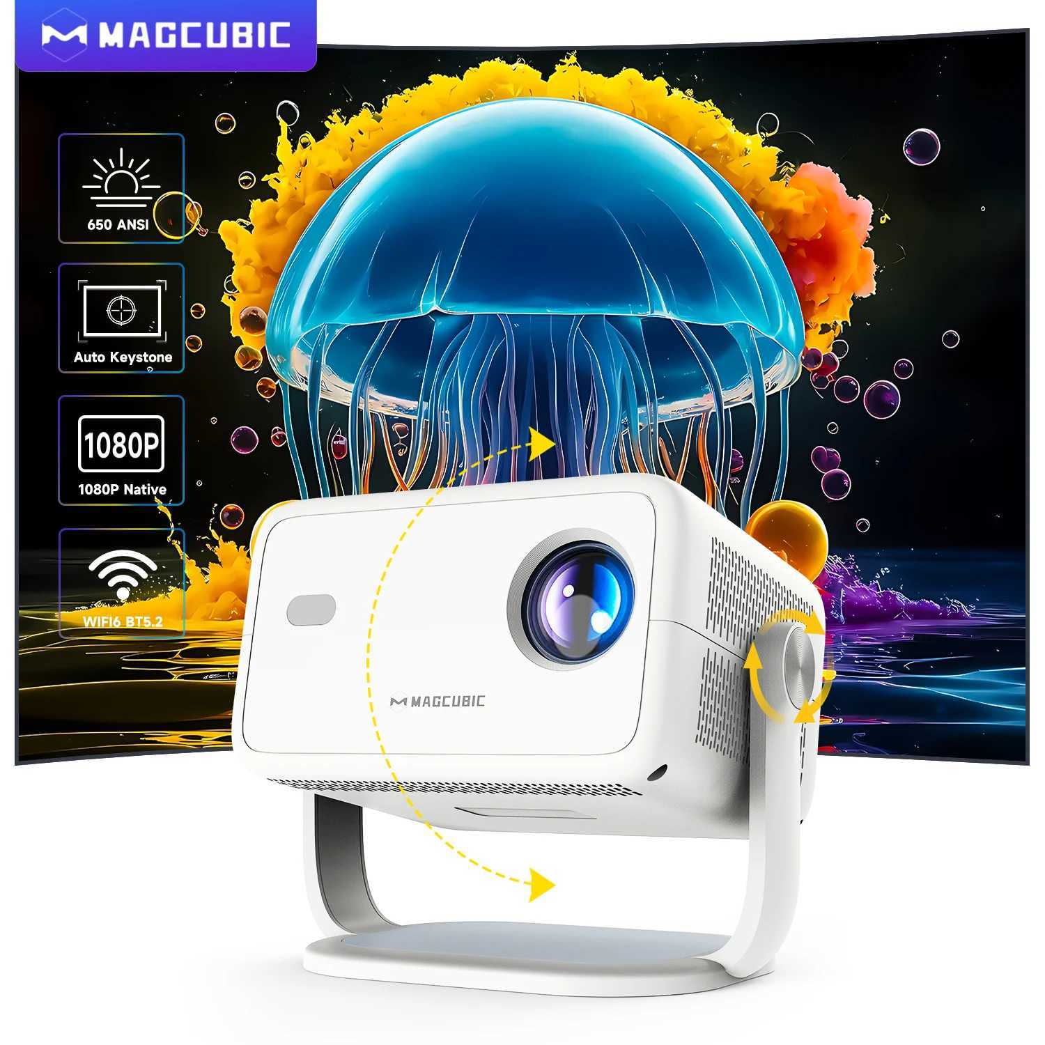 Magcubic Native 1080P 650ANSI 4K Android 11 L018 360 Projector With Auto Keystone Focus Air Mouse Wifi6 BT5.2 Portable Outdoor X250407