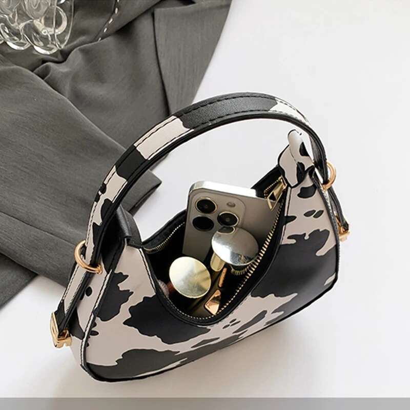 Style Underarm French For Women Brown Leopard Handbag Clutch Bag Female Vintage PU Leather Versatile Crossbody Bags