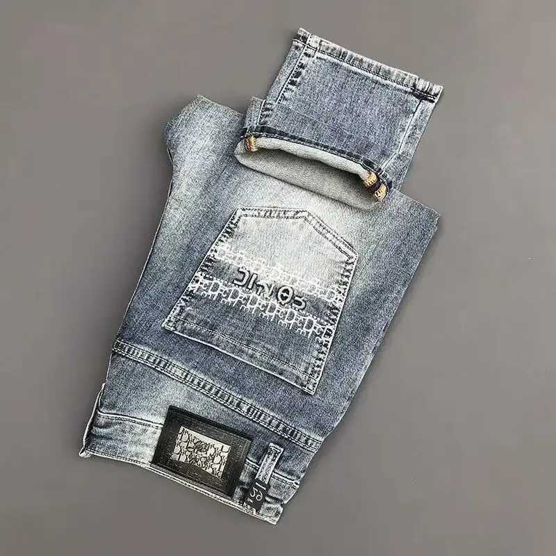 Spring Autumn 2025 Man Luxury Clothing Retro Embossed Denim Jeans for Men High-End Washed Fashion Man Designer Skinny JeansT251107