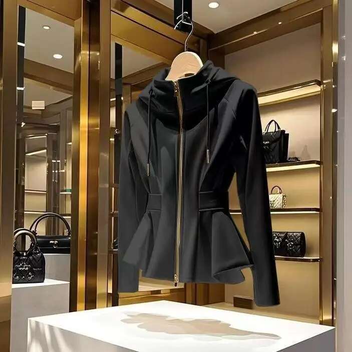 Fashion White Hooded Coat Women Spring Autumn 2025 New Unique Casual Korean Jacket Hoodie Sweatshirt Clothing