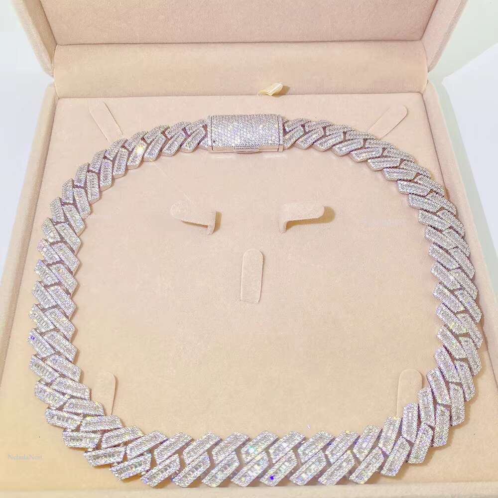 Custom 18mm Heavy Chain Hip Hop Iced Out Moissanite Dia Necklace Customizable Cuban k Jewelry