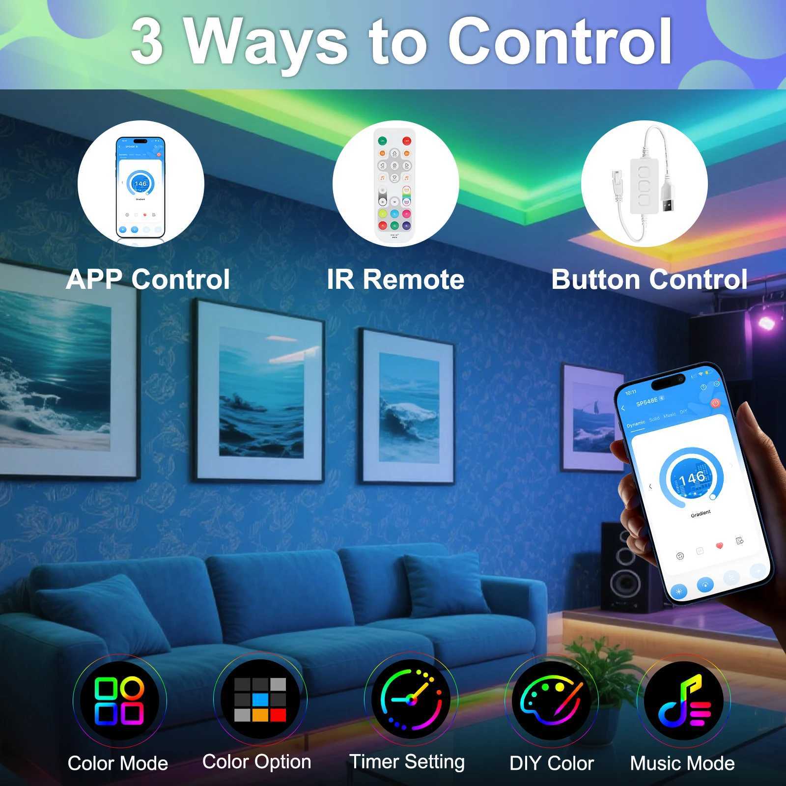 3mm 5mm 5V WS2812B Addressable COB LED Strip Individually IC RGB Flexible LED Strip High Density Dream Color LED Tape W251107