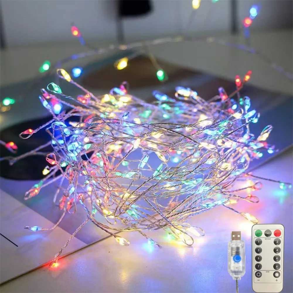 1PC 3M100LED/6M200LED/9M300LED/12M400LED Christmas USB with remote control firecracker light stringused for party decoration W251107