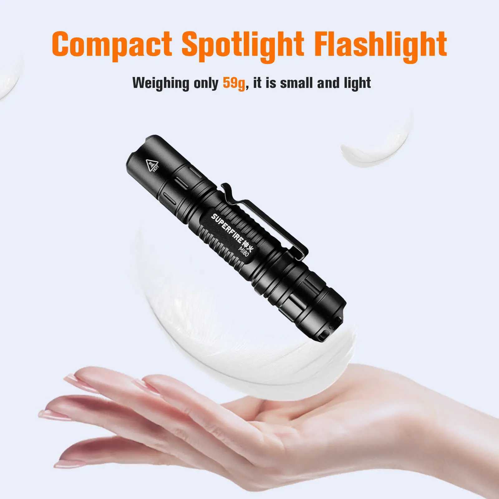 SUPERFIRE MI80 EDC Tactical Flashlight Super Bright LED Torch 5 Modes Portable Camping Outdoor Lighting Waterproof LanternW251106