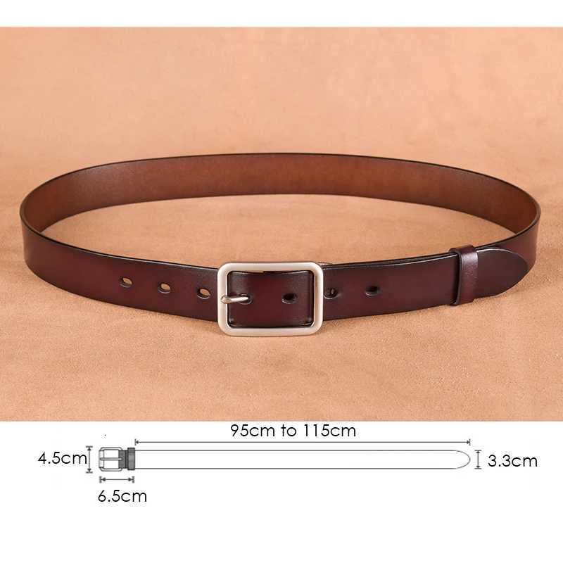 VATLTY 95cm-115cm Womens Leather Belt 33mm Natural Cowhide Alloy Silver Buckle Unisex Brown Belt Fashion Trousers Girdle MaleT251107