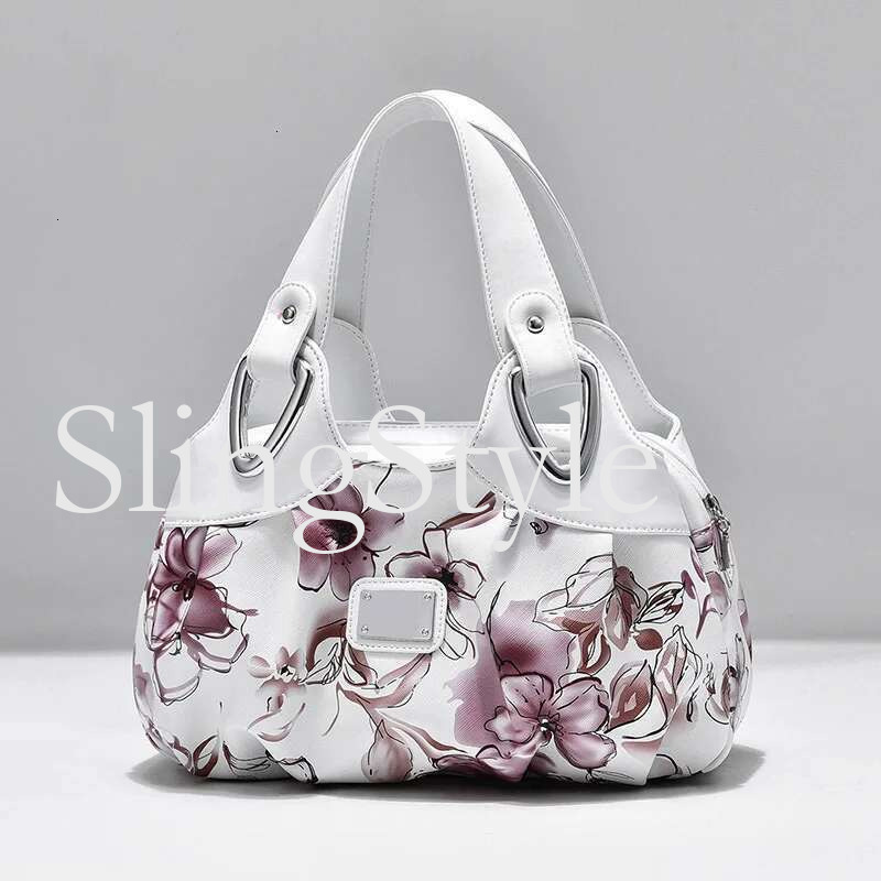 Fashion Printing Handbag Women PU Leather Handle Wild Brand Lady Tote Large Capacity Shoulder Bag Popular Shopping Purse sac