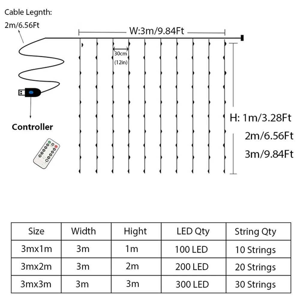 3Mx1M/2M/3M Battery LED String Lights USB Fairy Lights Garland For New Year Wedding Party Christmas Home Curtain Decoration W251107