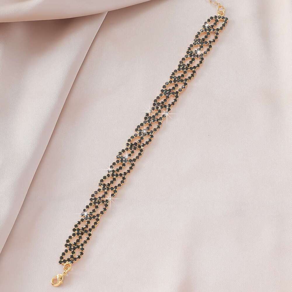 Dark style black hollow rhie fashionable versatile personality simple Fried Dough Twists dia bracelet