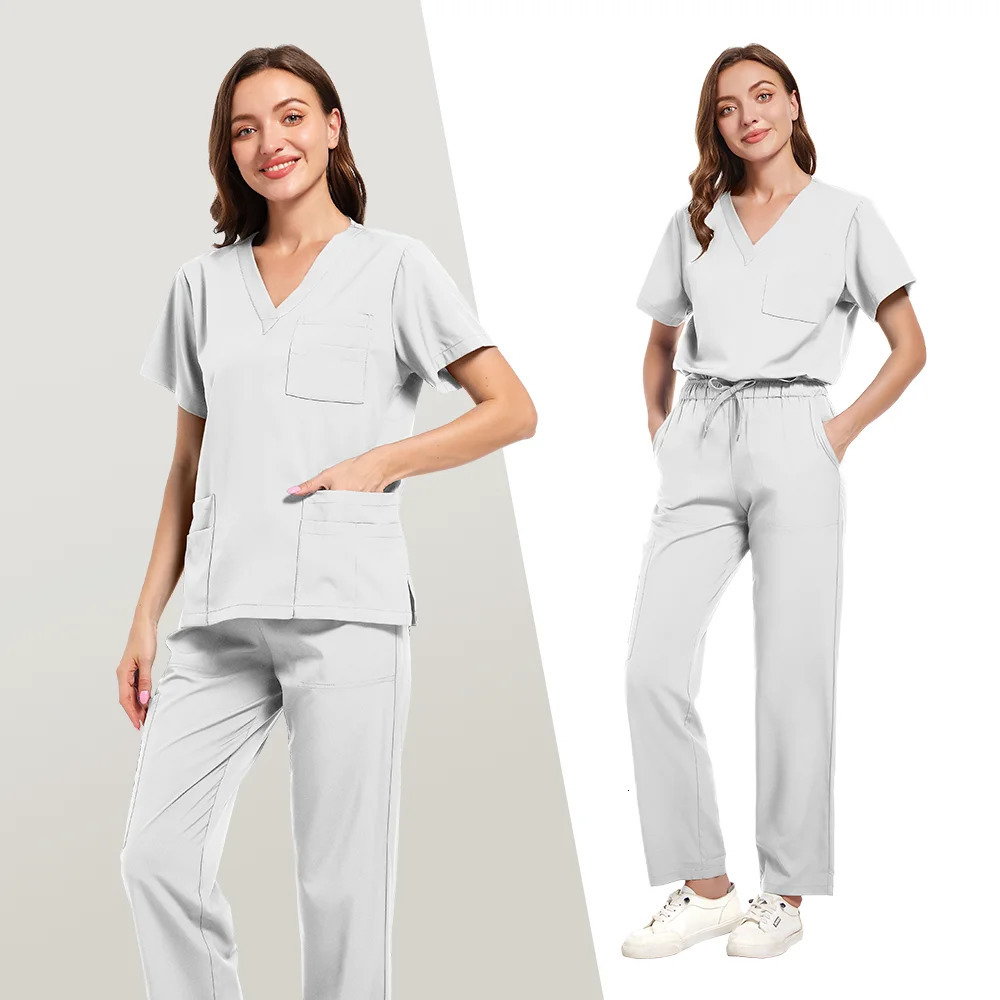 White Uniforms Woman Outfit Womens Pants Scrub Set for Doctor Nurse Dentist Wholesale 250402