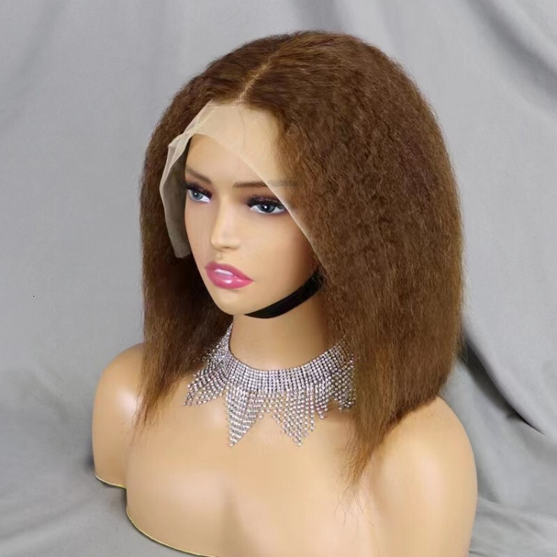12A Kinky Straight Bob 13*4 Lace Frontal Brazilian Hair Wig