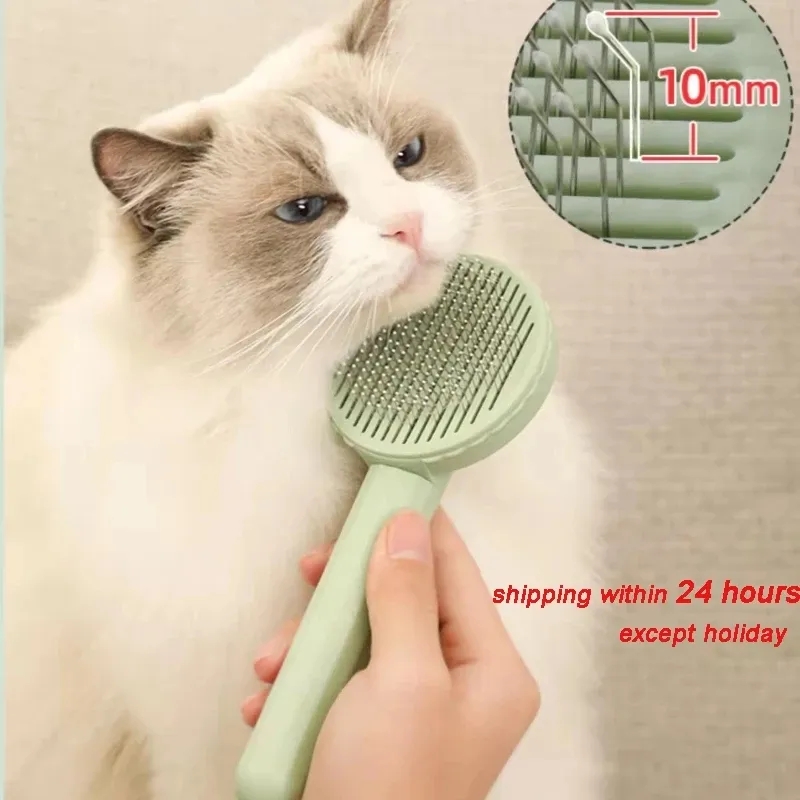 Durable Cat Brushing Tool Soft Bristle Dog & Cat Fur Cleaner with Comfortable Handle