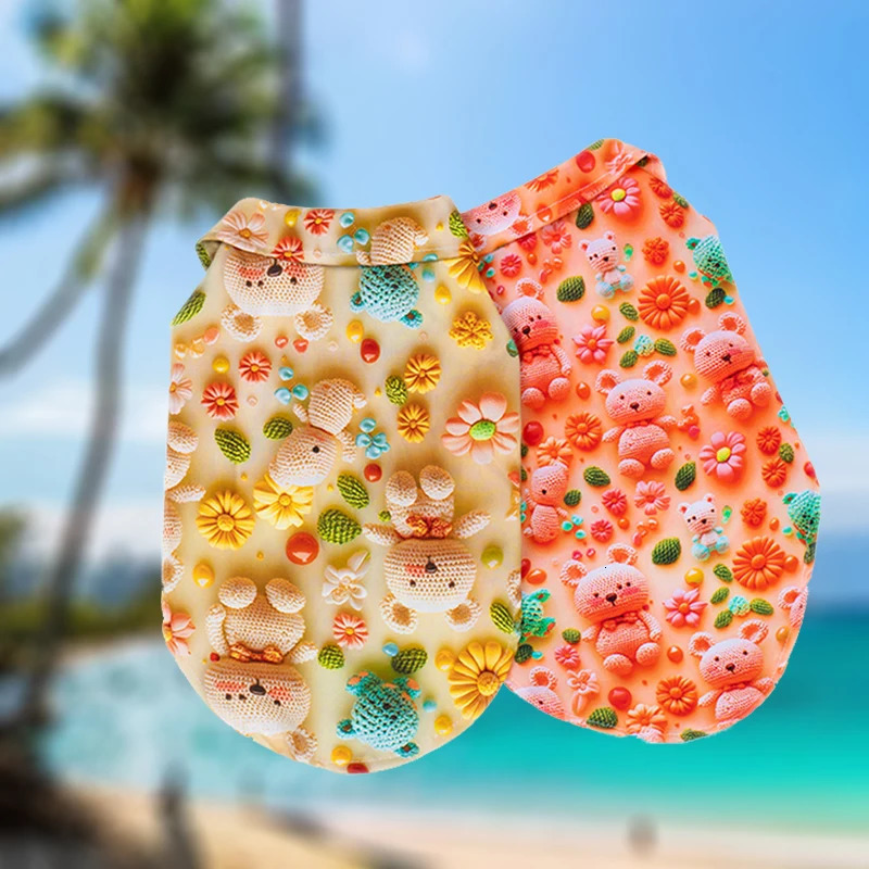 Cute Printe Beach Dog Cat Shirt Summer Pet Clothes for Small Medium Dogs Teddy Bichon Puppy T-shirt Outdoor Playing Pet Costume 250407