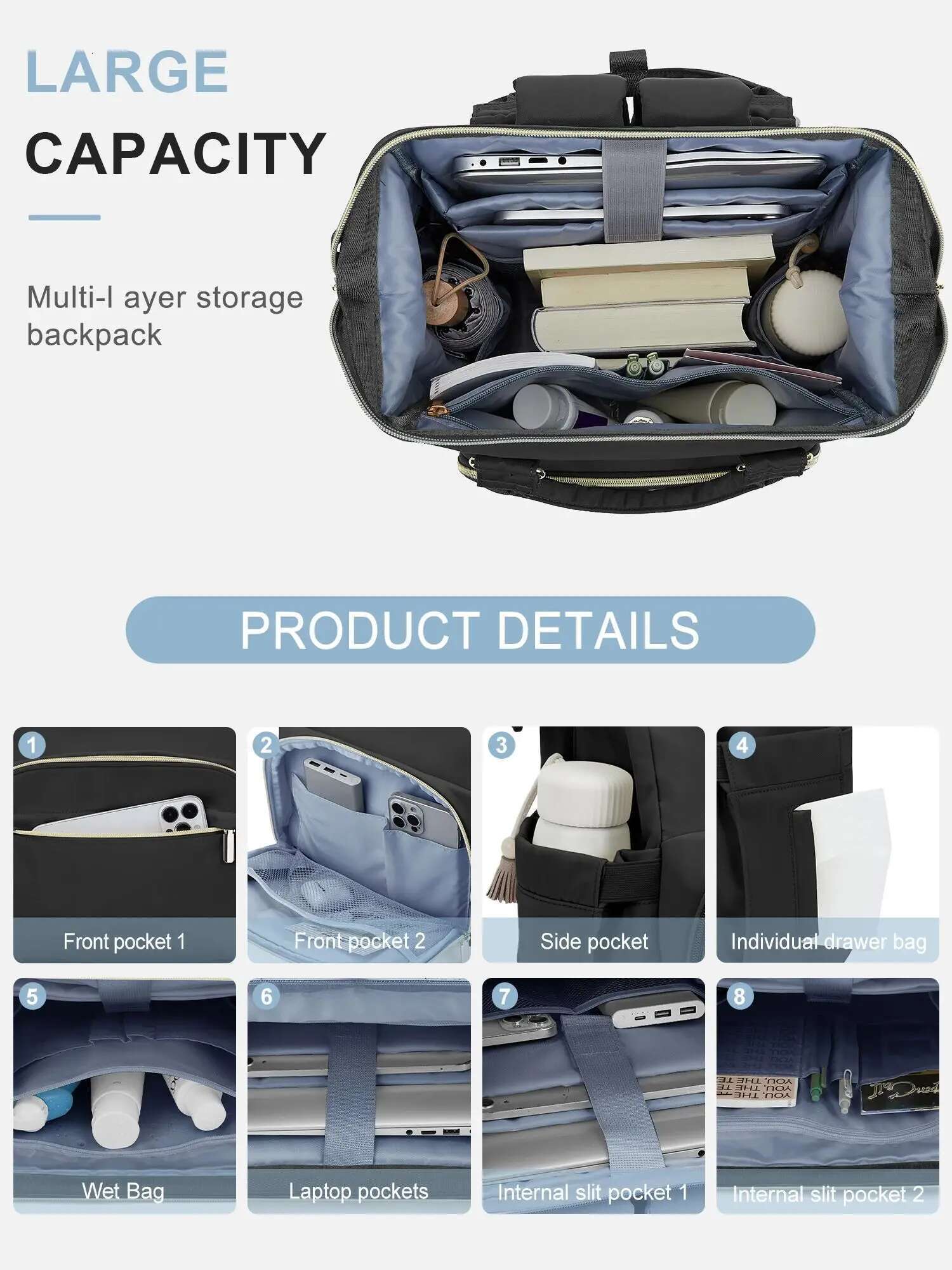 Travel Women Men 14 Inch Laptop Bag, Large Waterproof Stylish Vintage Daypack For College Work Executive Backpack