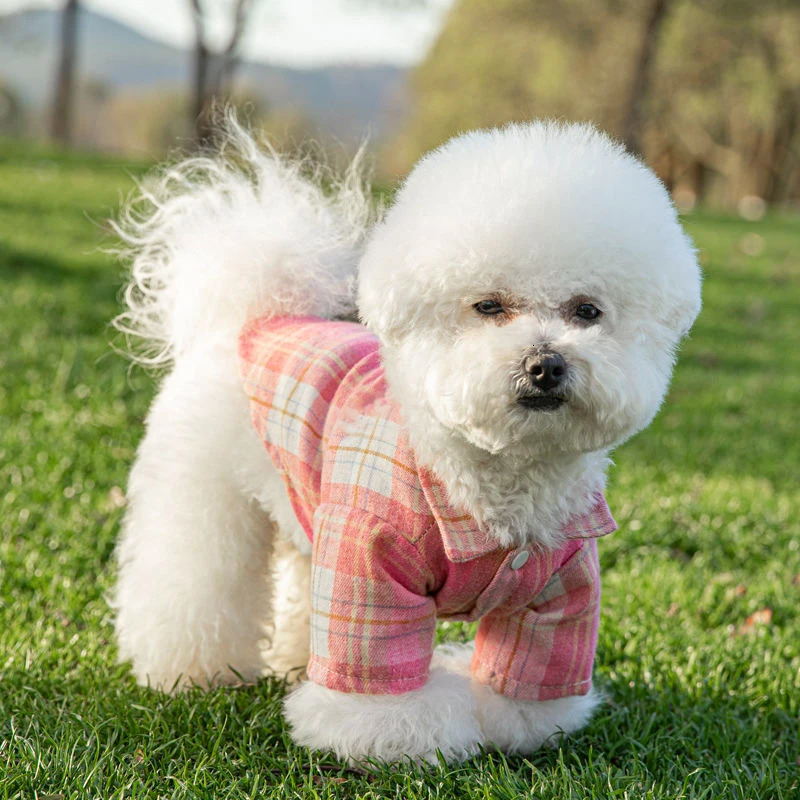Summer Pet Shirt British Style Plaid Dog Vest Clothes For Small Dogs Chihuahua Cotton Puppy Shirts 250407