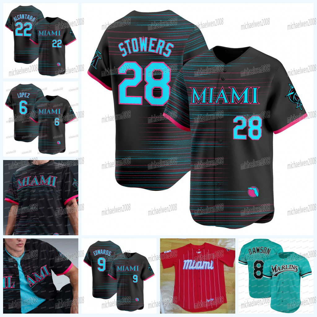 Marlins 2025 City Connect Jersey Kyle Stowers Otto Lopez Matt Mervis Sandy Alcantara Jonah Bride Xavier Edwards Derek Hill Dane Myers Max Meyer