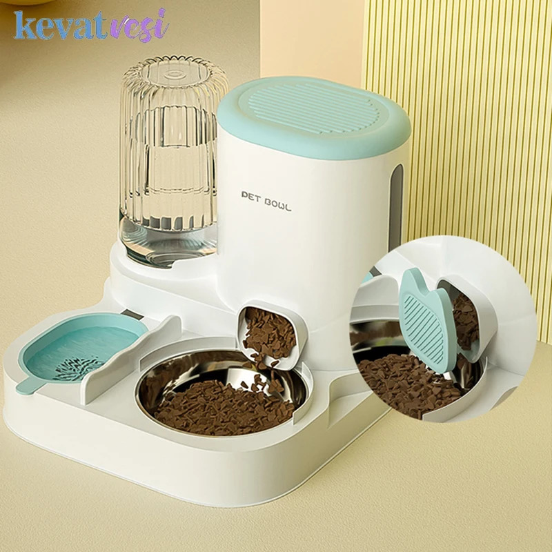 Automatic cat food with fountain large capacity cat food bowl small cat food dispenser container 250403