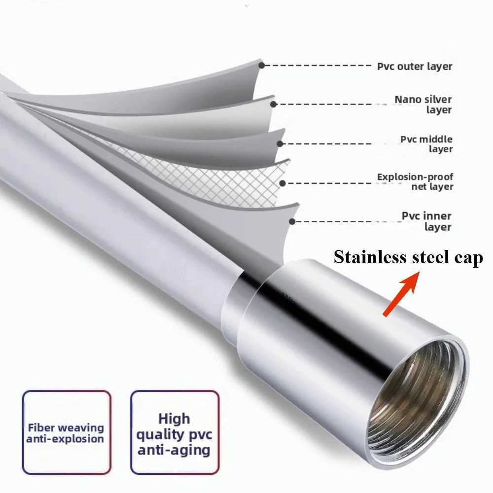 Hot 15/2M Silicone Shower s Hose ible Anti-Winding Pipe High Pressure Powerf Shower Tube Bathro Faucte Accessories Y251107