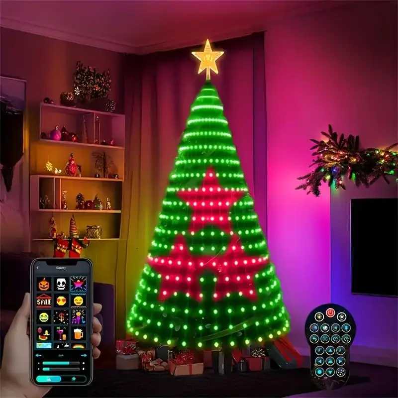 5V USB Plug Play 21M Smart Control LED Christmas Tree Decorative Light with APP Control DIY Image Light String for Quick Ship W251107