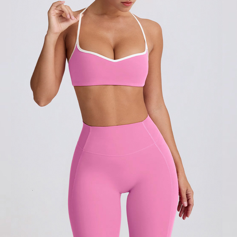 New Set With High Waist Hip Lifting Yoga Suit Women Slimming And Tight Fitting Suspender Beautiful Back Sports Bra For Women Shoulder Bags