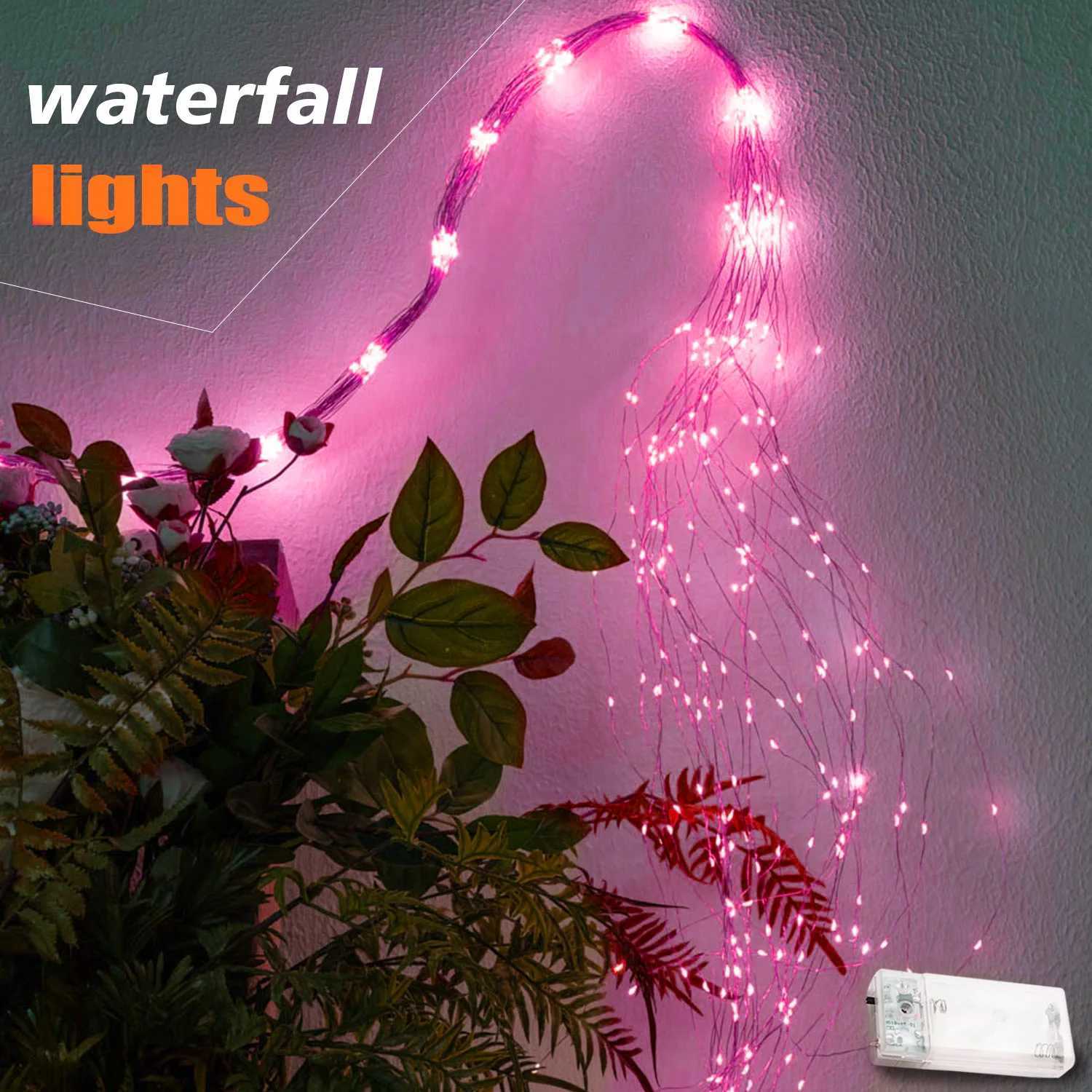 100 LED Pink String Lights Valentines Day Waterfall Light Garland Led Fairy Lights Home Birthday Wedding Party DIY Decorations W251107