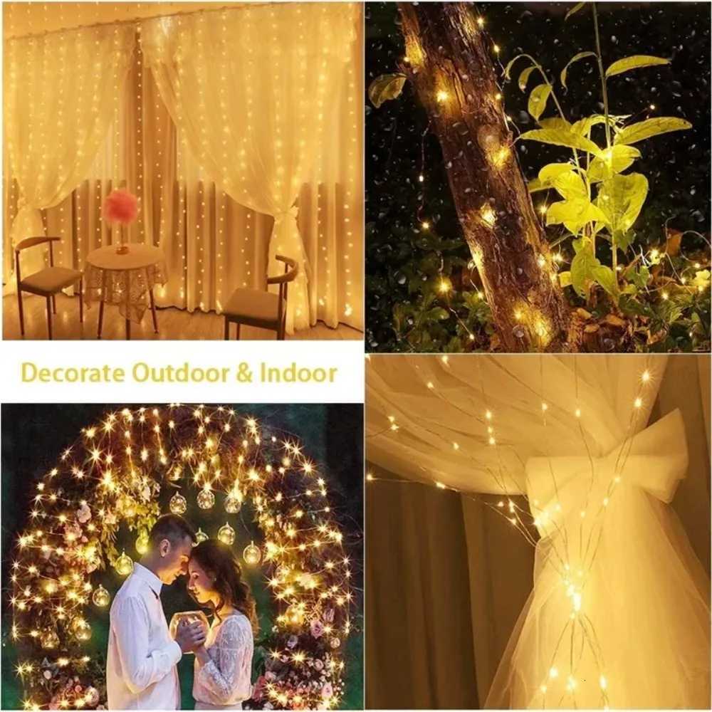 Outdoor 8 Mode LED USB Curtain Light String 3M-6M Wedding Garland Fairy Light Christmas Party Holiday Decoration Garden Light W251107