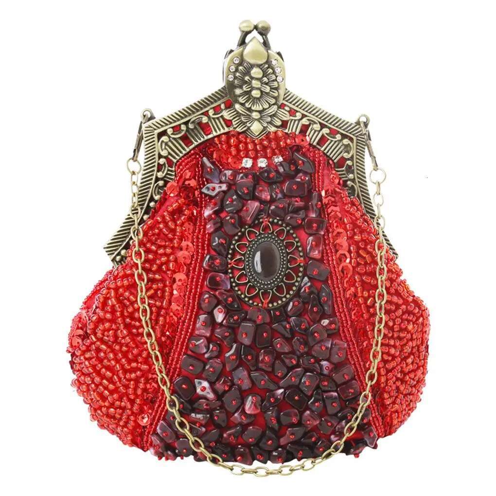 Women S Antique Beaded Embroidery Party Clutch Vintage Sequined Purse Evening Handbag Wedding Bridal Bag