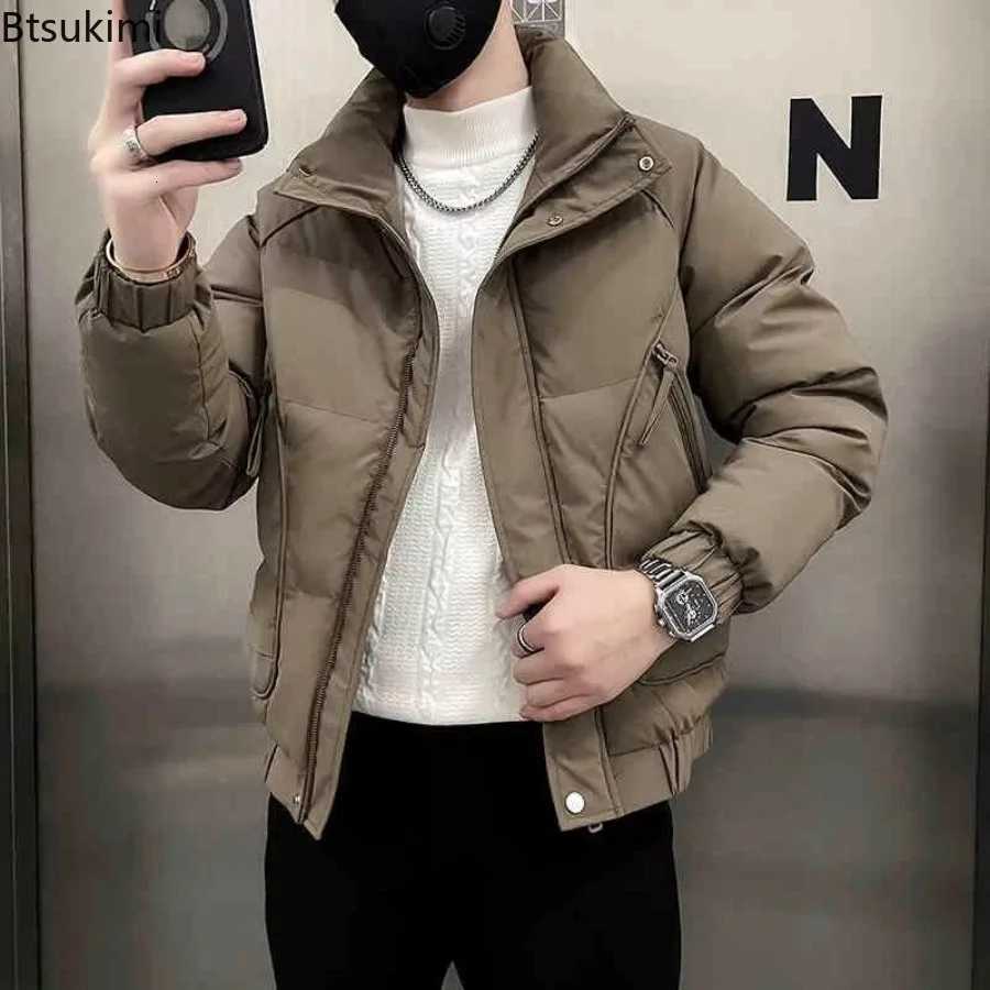 High Quality Men Parkas 2025 Fashion Mens Thicken Warm Casual Jackets Handsome Men Coats Solid Stand Collar Down Cotton JacketsT251107