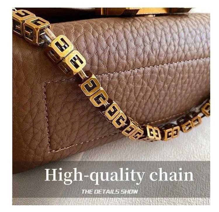 Womens Fashion PU Leather CrossbodyBagCasual Solid Color Chain Strap Shoulder Bacfor DailyW251107