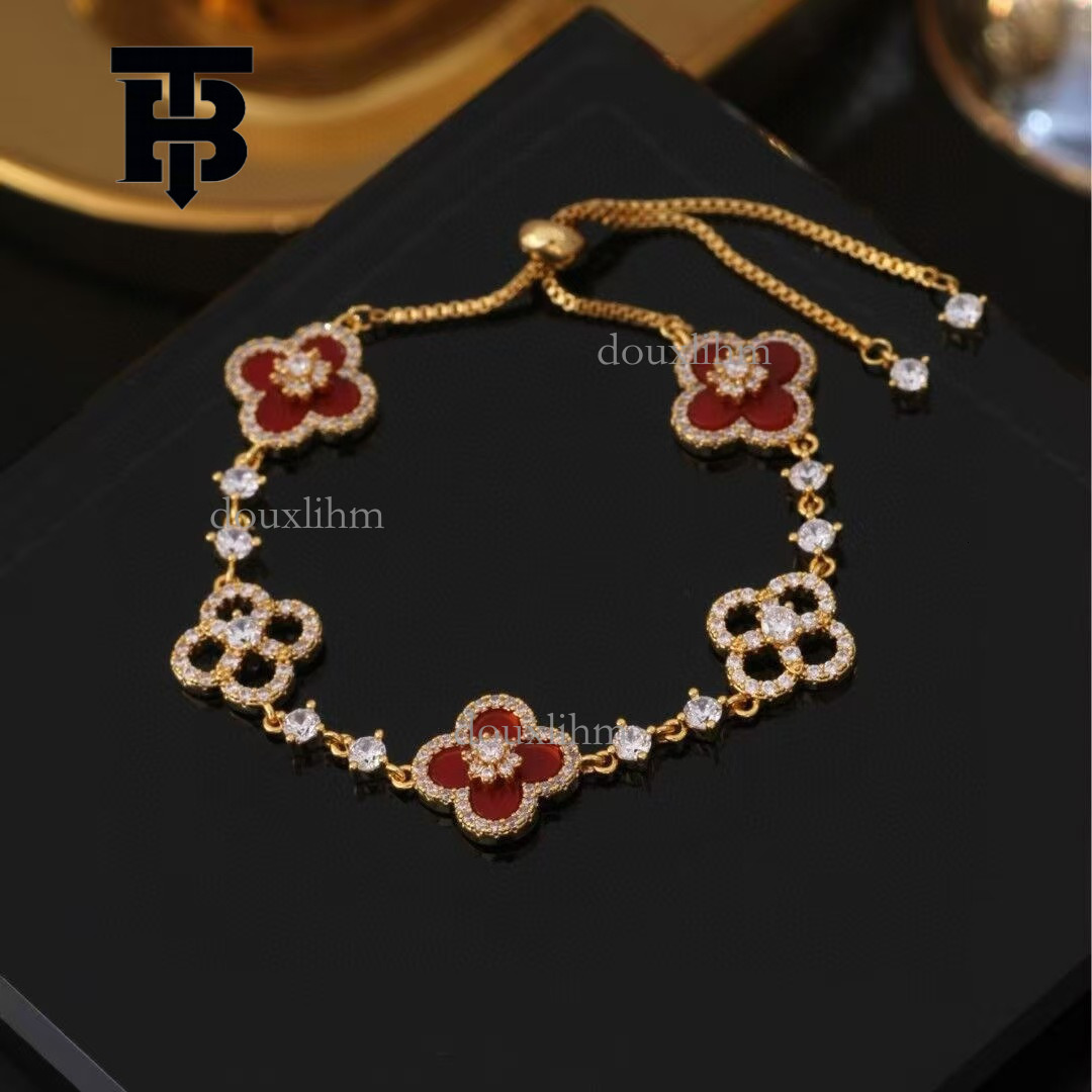 TB BHULAMTE Designer Lucky Bracelet New Luxury Women's Gold Clover Shiny Hollow Accessories Elegant Party Jewelry Fashion Festival Gift