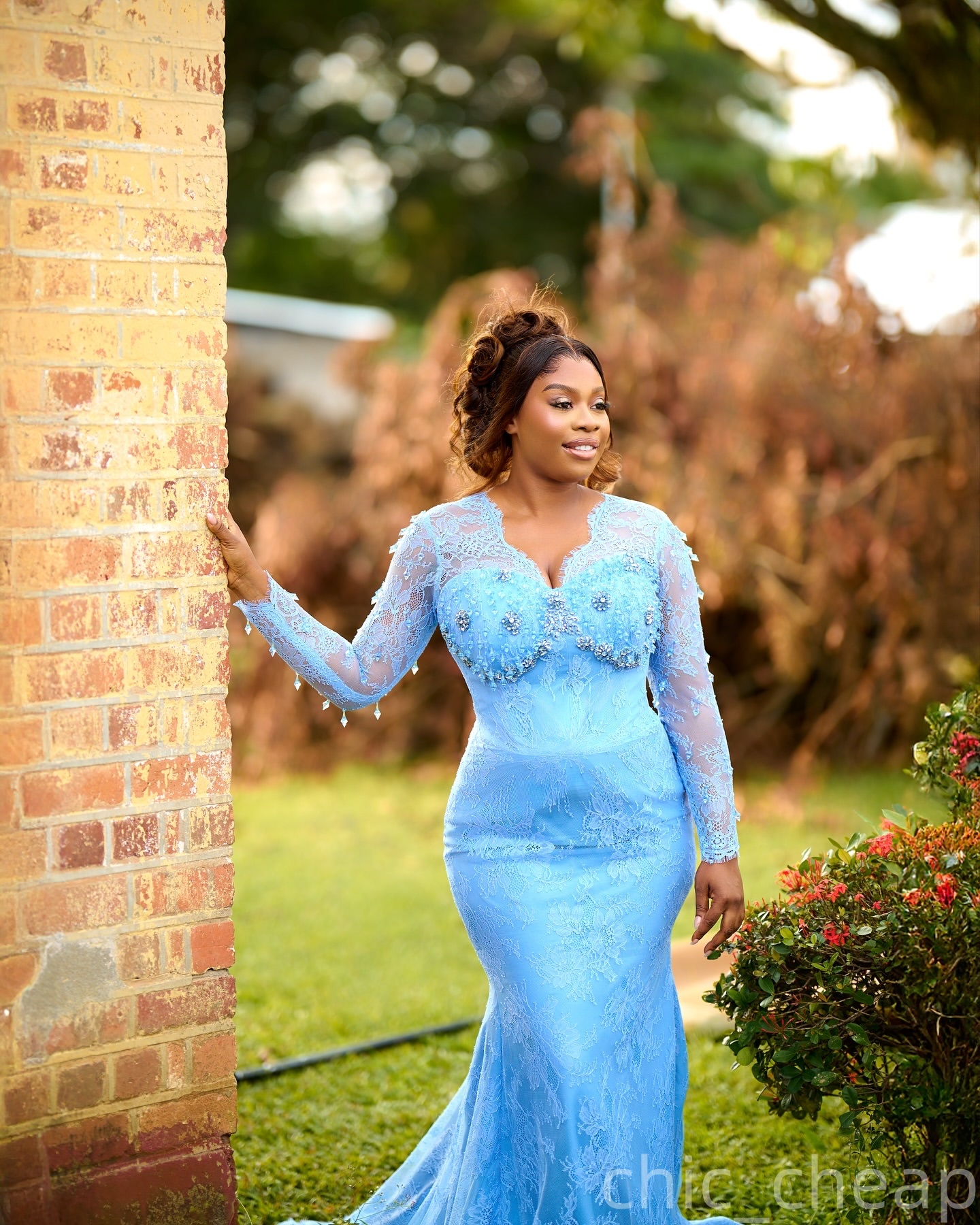 Aso Ebi Light Sky Blue Mermaid Prom Dresses 2026 Rhinestones Beaded Lace Evening Formal Party Second Birthday Engagement Gowns Plus Size Dress For Spe