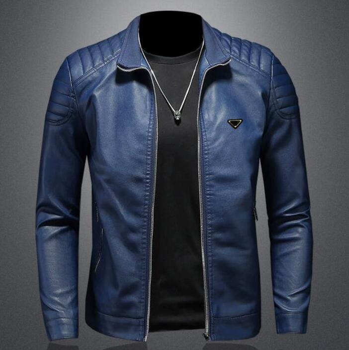 New fall Men's fashion leather pu zipper Motorcycle Causal blue Coat Mens Moto Biker 4XL top leisure spring outwear coats jacket men jackets