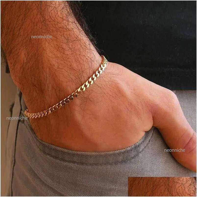 20MM Chunky Miami Cuban Bracelet For Men Stainless Steel k Wristband Classic Punk Heavy Male Jewelry Drop Delivery Ot2