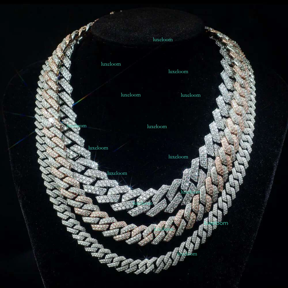 Custom Iced Out Sterg Pendant Moissanite Dia Designer Fashion Necklaces Sier Miami Cuban Chain GRA 14mm 2 Rows Gold Hip Hop Necklace Jewelry for Men
