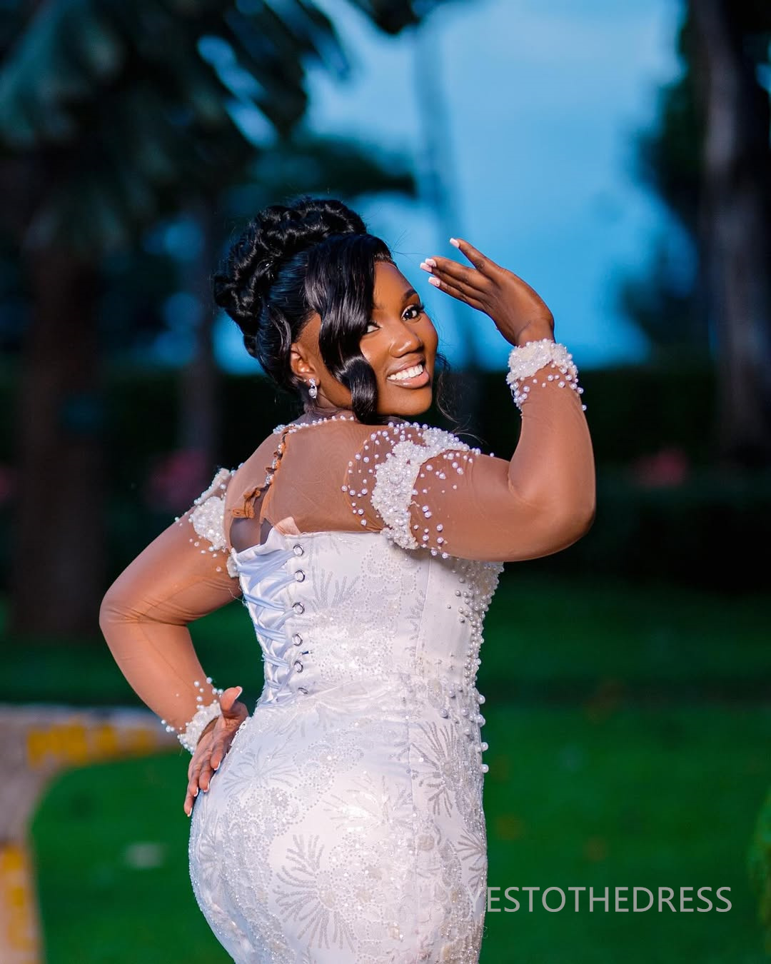2025 Plus Size Mermaid Wedding Dress For Bride Bridal Gowns Long Sleeves Sheer Neck Long Sleeves Beaded Lace Tiered Tulle Wedding Gowns For African Bl