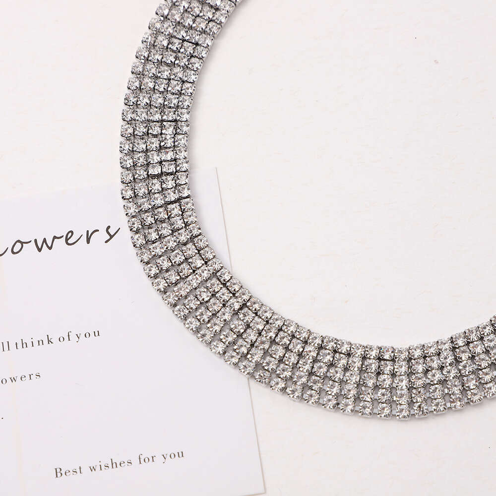 Exquisite sier necklace with NEW multiple layers of dias, personalized temperament, collarbone chain, high-end feeg, dinner party accessories