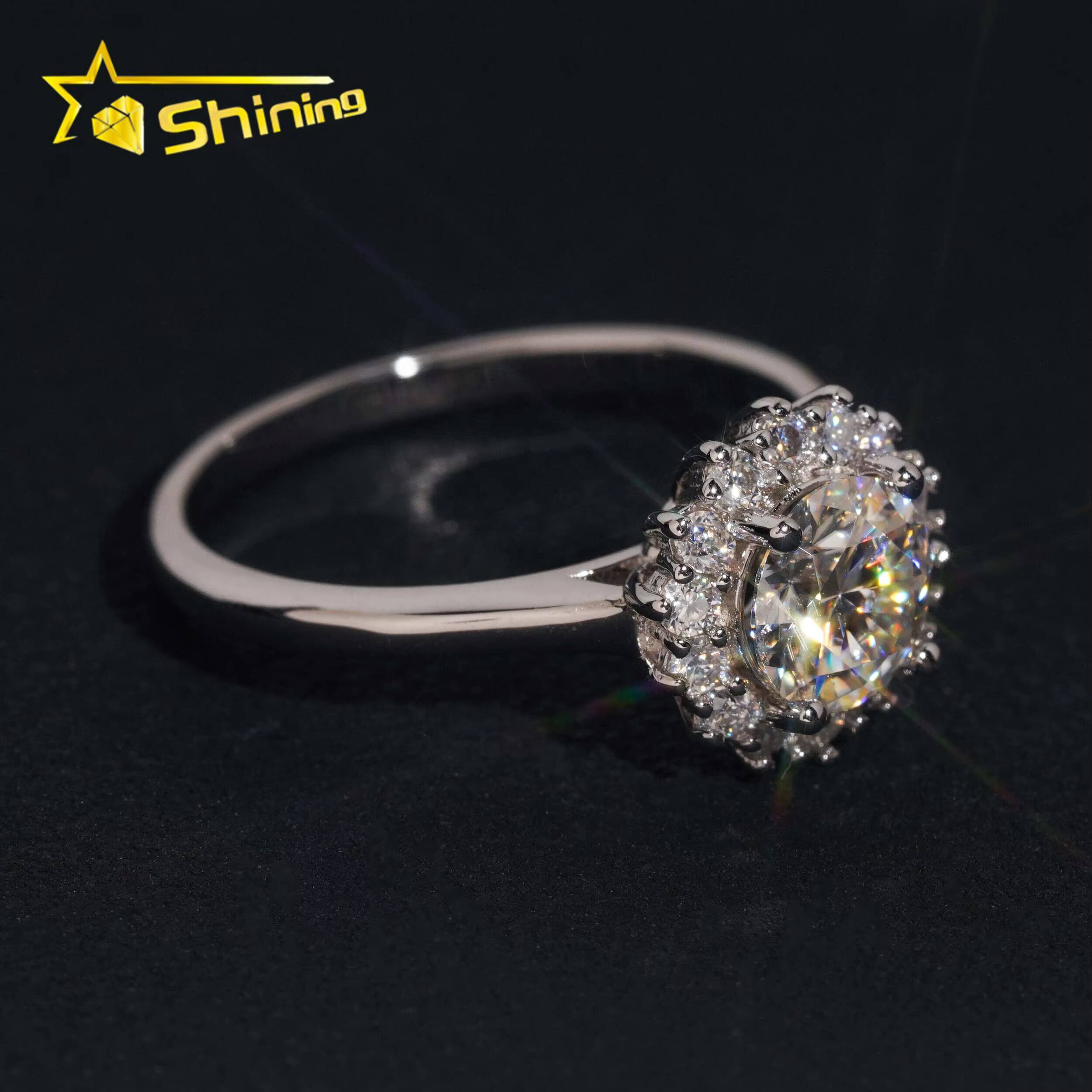 Fashion Jewelry 925 Silver 1ct Anniversary Wedding Ring Moissanite Diamond Engagement Rings for Women