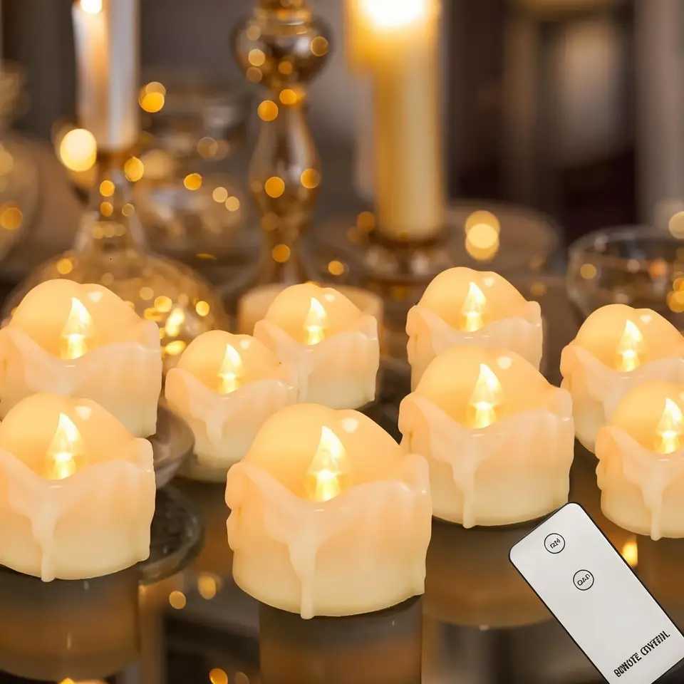 Remote Timer Tea Lights Candles Battery Operated Flameless LED Tealight Votives for Wedding Christmas Halloween Holiday Decor W251107