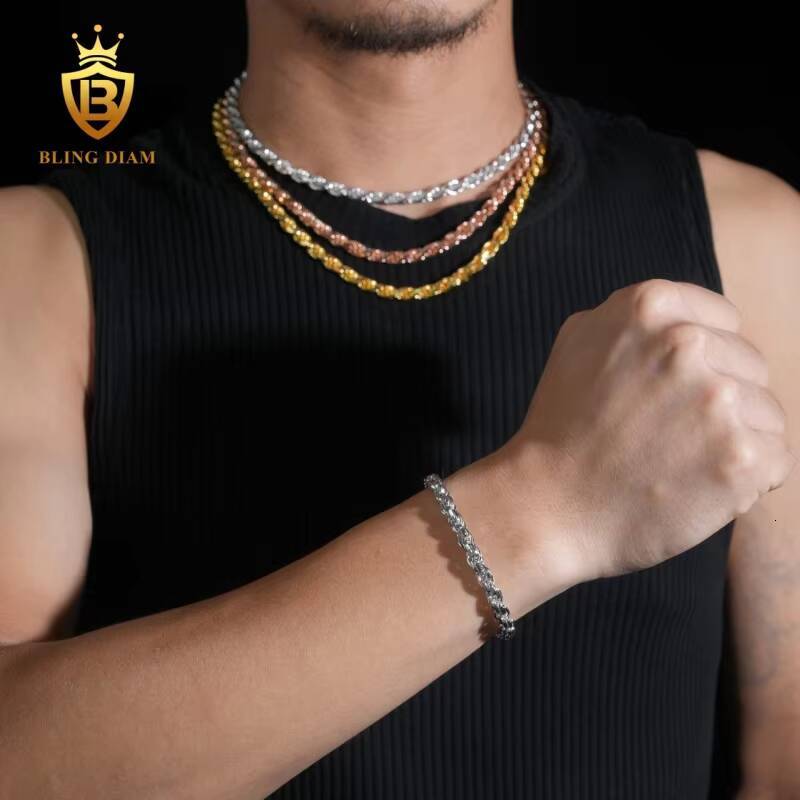 Hot Sale Pass Diamond Tester Hip Hop with GRA VVS Moissanite Iced Out Jewelry 925 Silver Cuban Link Chain Necklace Bracelet Men