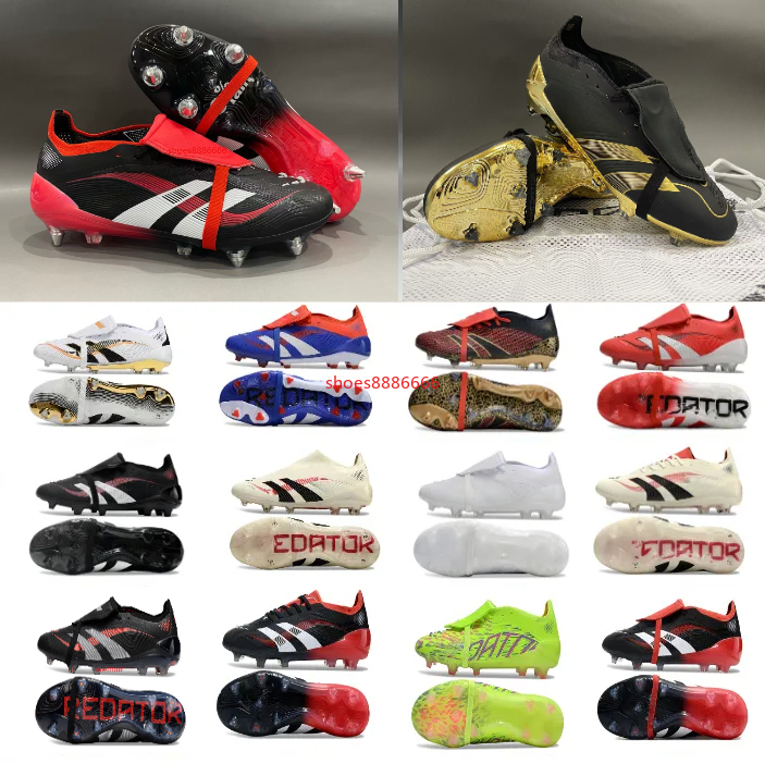 2025 Good sneakers Quality Boots 25 Tongue Fold Laceless Laces FG Mens Soccer Cleats Comfortable Training Leather Football Shoes Kids Uk4