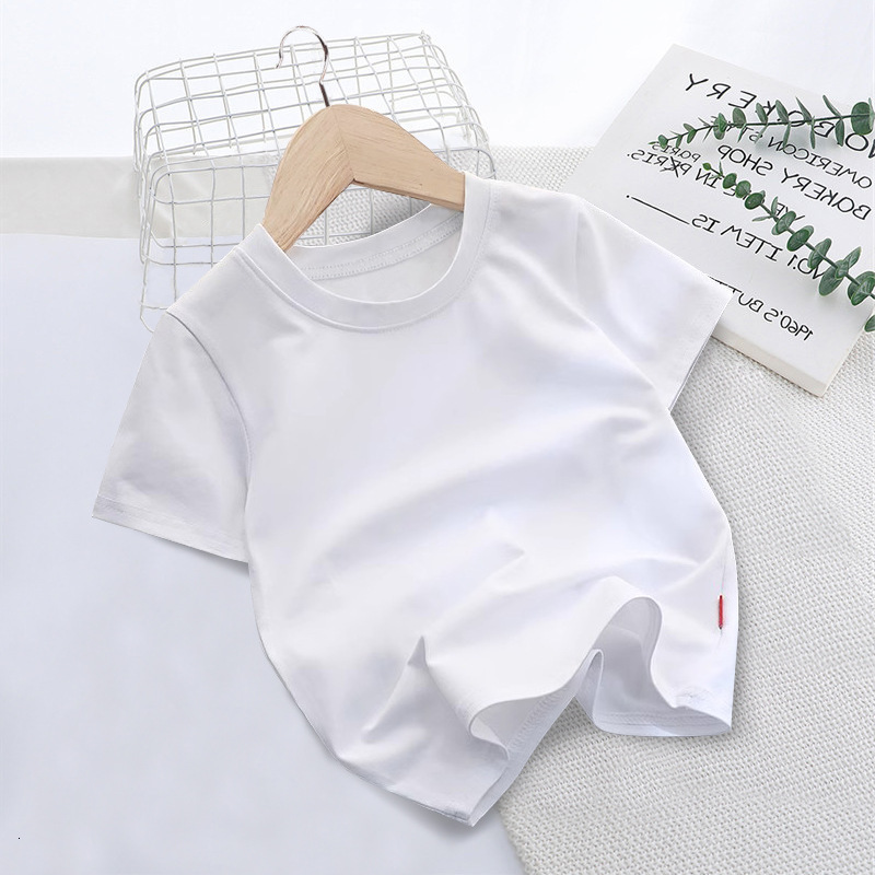 Ddmyshoesvip Korean Version Children S Clothing Solid Color Short Sleeved Soft Men And Women S Baby Round Neck Half Sleeved T Shirt Printed Class Unif