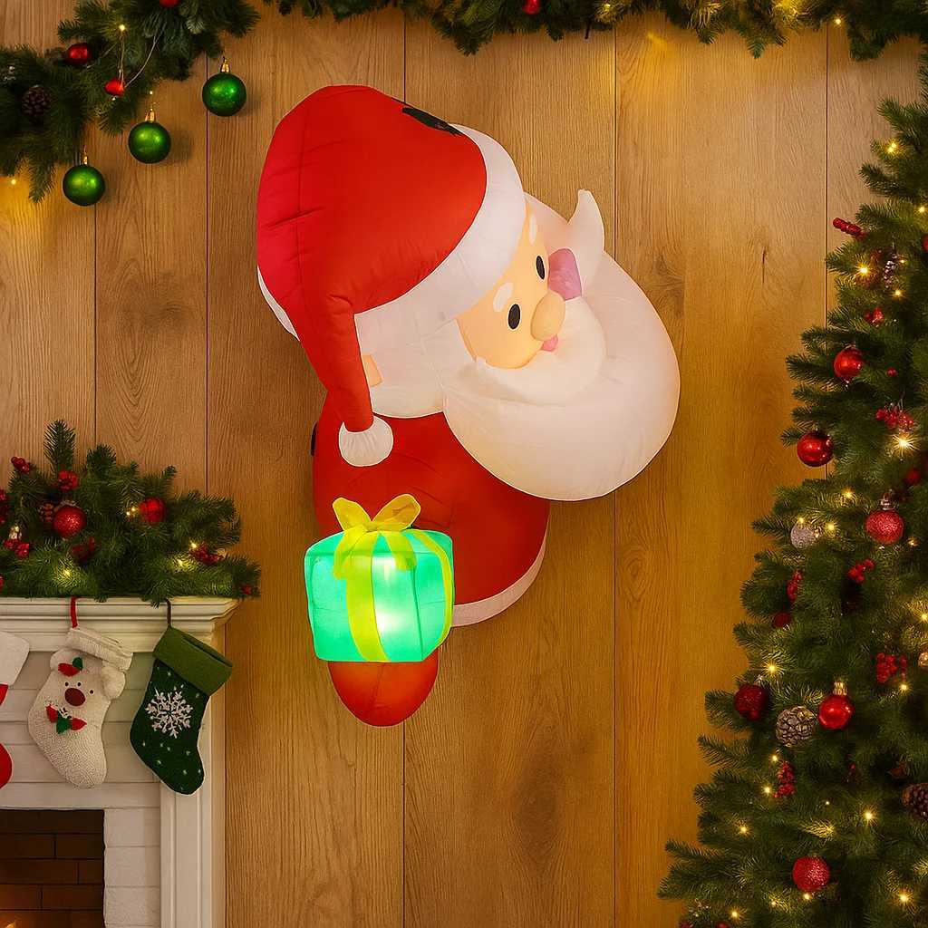 32FT Outdoor Holiday Inflatable Decorations Santa Claus Gift Xmas Yard Lawn Party Ornaments Lights Christmas Home Toy W251107